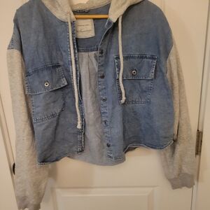 American Eagle Outfitters Blue and Gray Jean Jacket